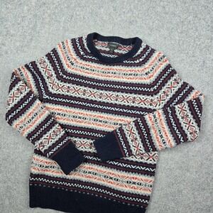 J Crew Sweater Womens XS Red Multicolor 100% Lambs Wool Fair Isle Aztec‎ Preppy